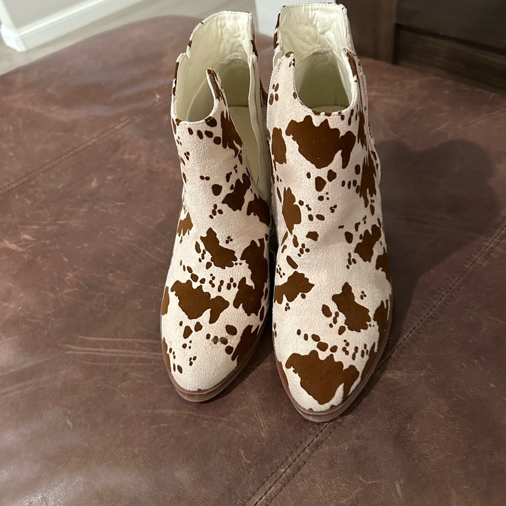Cow Print Ankle Boots